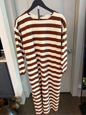 Tory Burch Brown and Cream Striped Dress